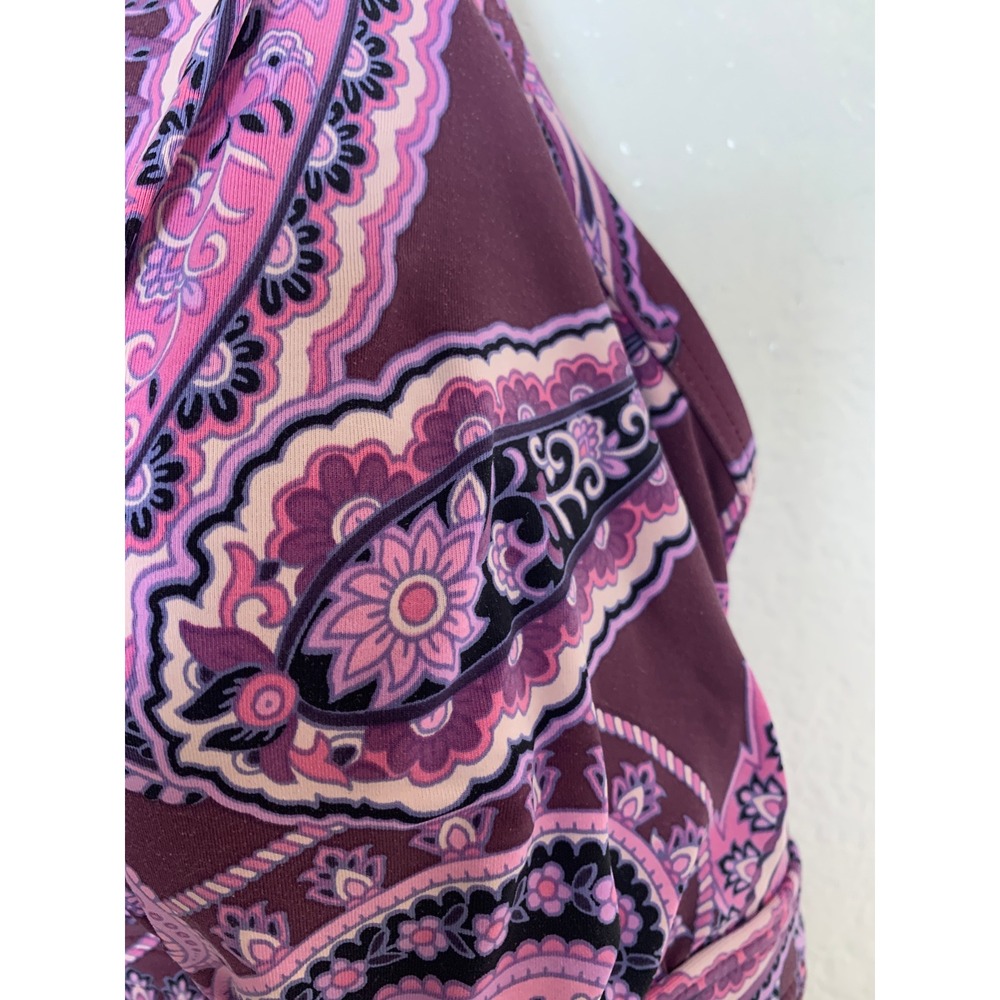 Lands' End Swimsuit Women 10 Purple Paisley High Neck Keyhole One Piece Swimwear - Picture 4 of 10